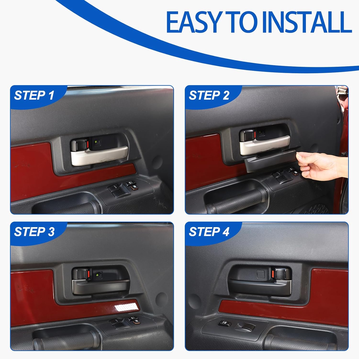 Compatible with Toyota FJ Cruiser 2007-2021 Car Inner Door Handle Cover, ABS Interior Door Grab Handle Protector Trim Cover Protection Accessories, 2PCS (Matte Black)