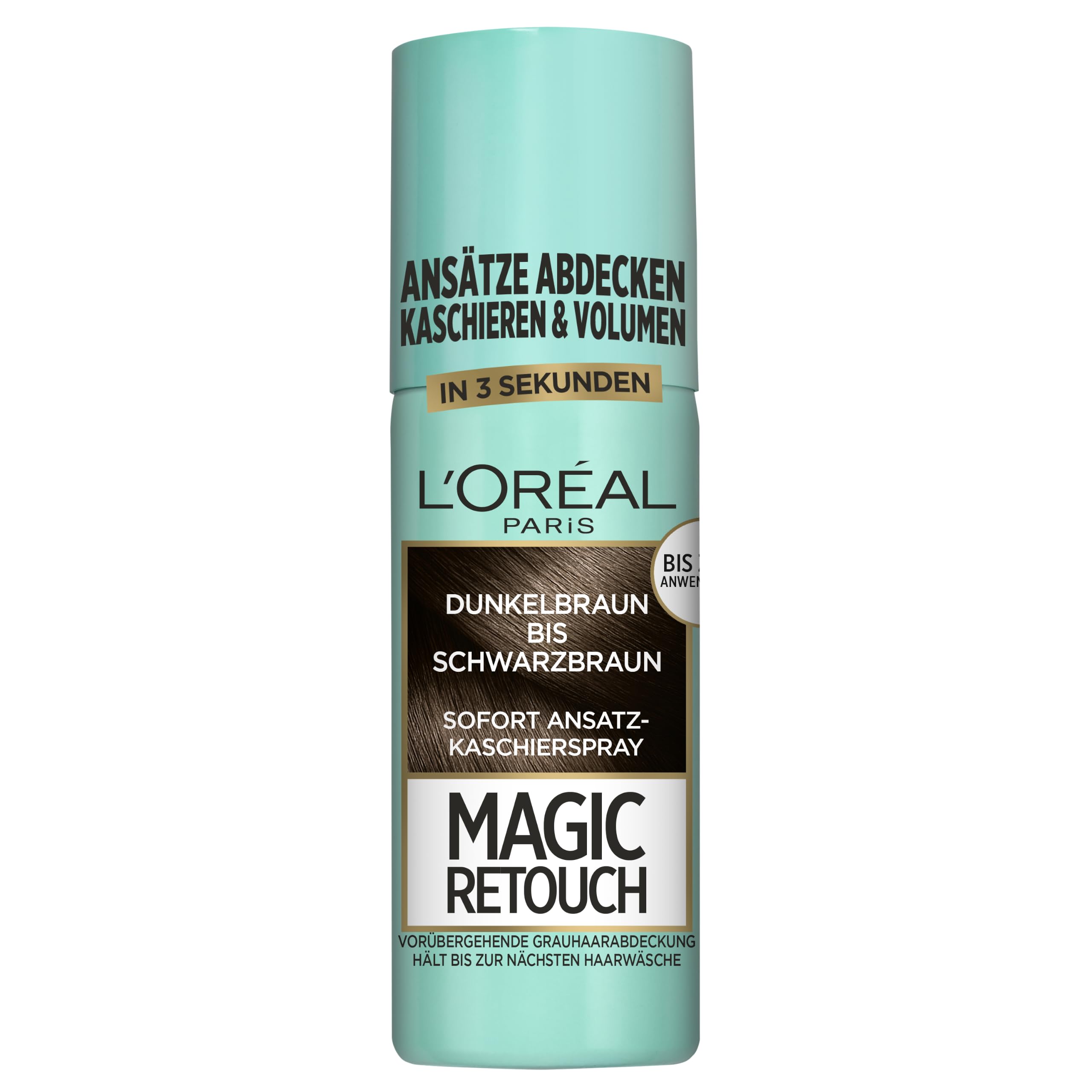 L'Oréal Paris Ansatz-Kaschierspray für stufenlose und natürliche Übergänge, Kaschiert bis zur nächsten Haarwäsche, Magic Retouch, Dunkelbraun bis Schwarzbraun, 1 x 75 ml