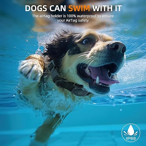 Miniatura 2 de Collar táctico AirTag para perro, 100 % impermeable, integrado Apple AirTag con soporte duro de PC AirTag, collar militar ajustable con asa, collar