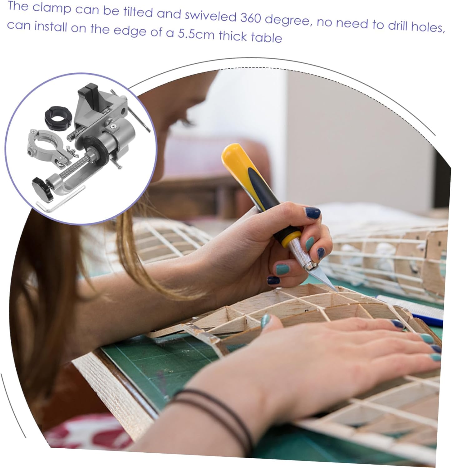 Multifunctional Rotating Table Vise Clamp with Drill Bracket Workbench Woodworking Vise for Secure Holding and Smooth Operation