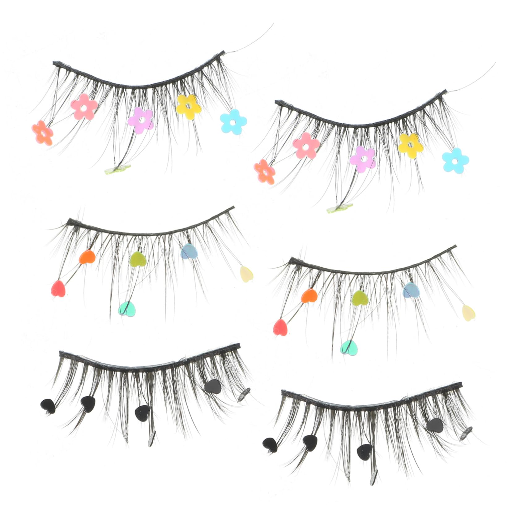 Beavorty 9paare Falsche Wimpern Mit Bunten Pailletten Herz Und Blumenmuster Für Einzigartigen Augenaufschlag Einfache Anwendung Für Und Besondere Anlässe