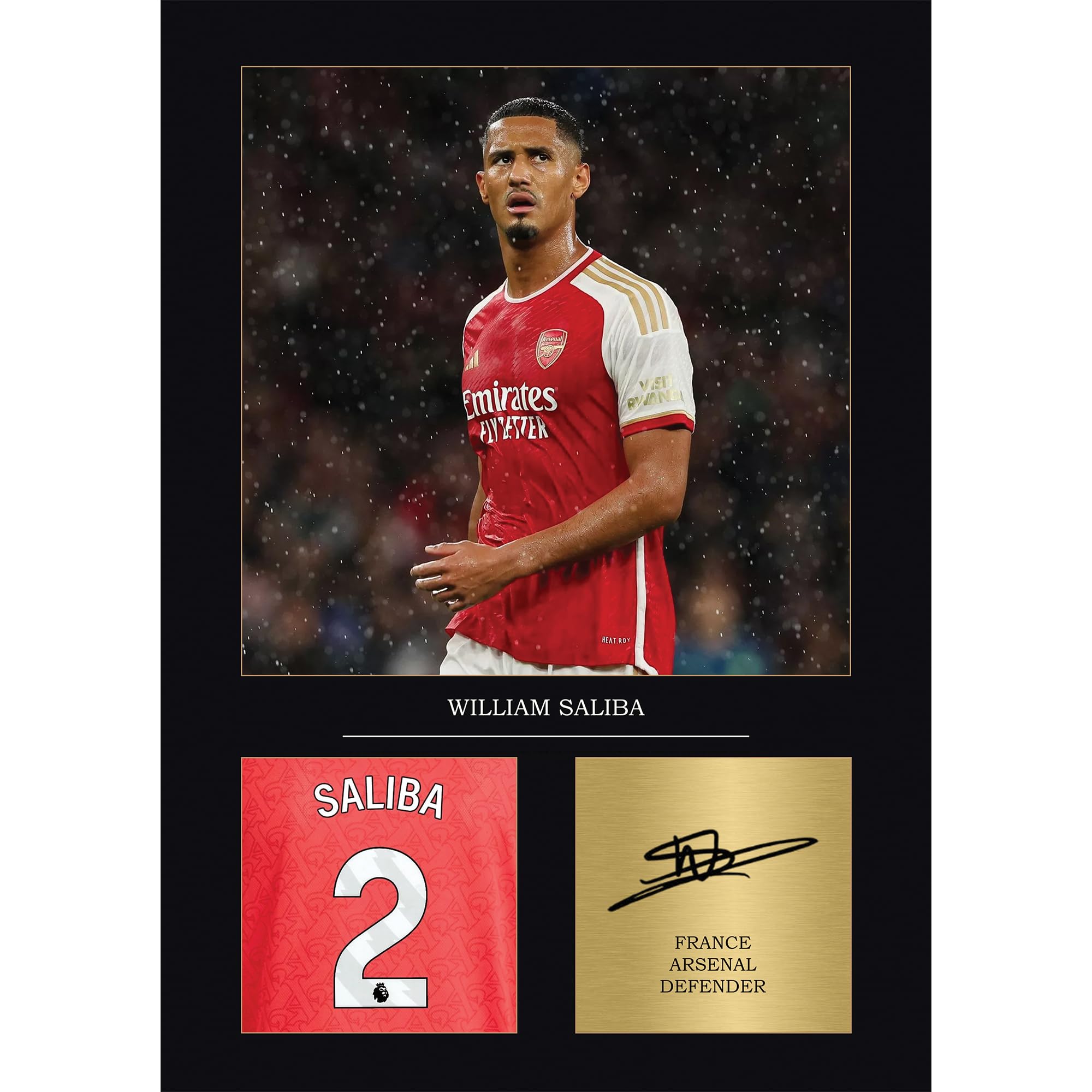 William Saliba Gift Signed A4 Print Display Unframed Arsenal Gifts For Boys Digitally Reproduced Signature Arsenal Gifts For Men (Unframed)