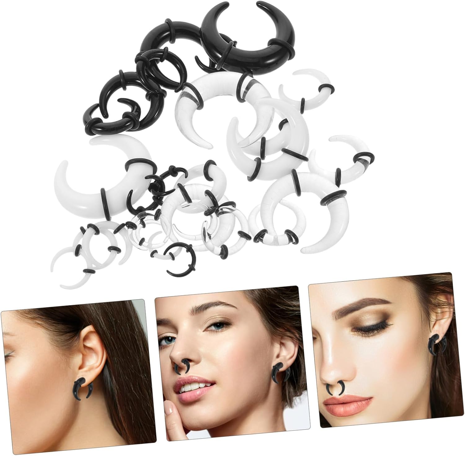 CALLARON 27pcs Acrylic C-shape Septum Taper Set for Men and Women