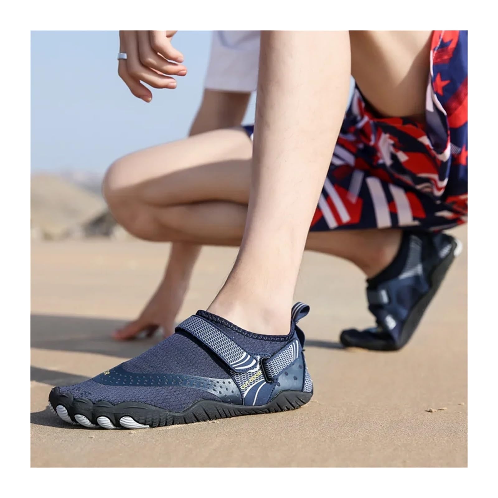 Scarpe Da Acqua Uomo Donna Scarpe da scoglio Scarpe antiscivolo ad asciugatura rapida Nuoto for esterni Scarpe da acqua a piedi nudi Scarpe da ginnastica leggere per Mare e Sport Acquatici(A021-DarkBl