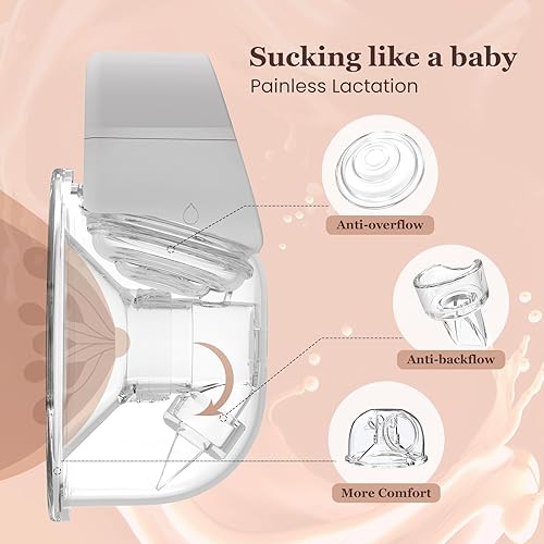 Miniatura 2 de Mcadero M5 Electric Breast Pump,4 Mode & 12 Levels,LED Display, Wearable Hands-Free Breast Pump,Portable Breast PUM.2 Pcs (Gray)