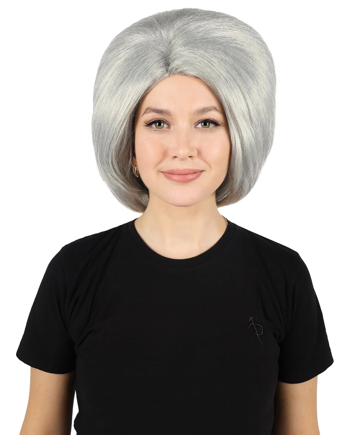Adult Women's Short Straight Posh Spice Wig | Synthetic Fiber Capless Cap Wigs for Halloween and Cosplay Party - Grey