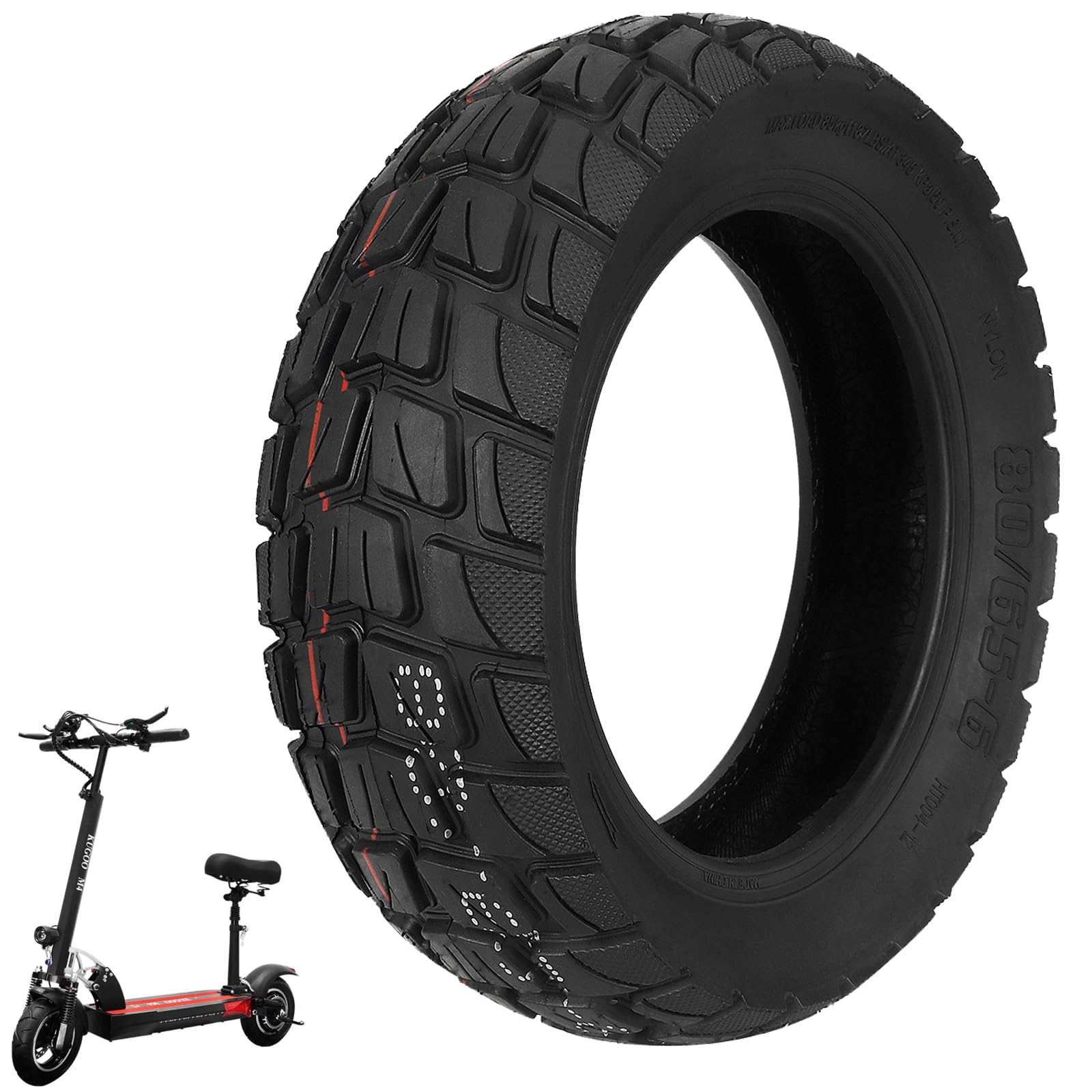 Pneu tout-terrain 80/65-6 pour Kukirin G2 Max, Kukirin G3 Pro, Kugoo M4/M4 Pro, Zero10X, Dualtron Trottinette électrique 10 x 3 255 x 80 Roues avant et arrière épaissies (1 pièce)