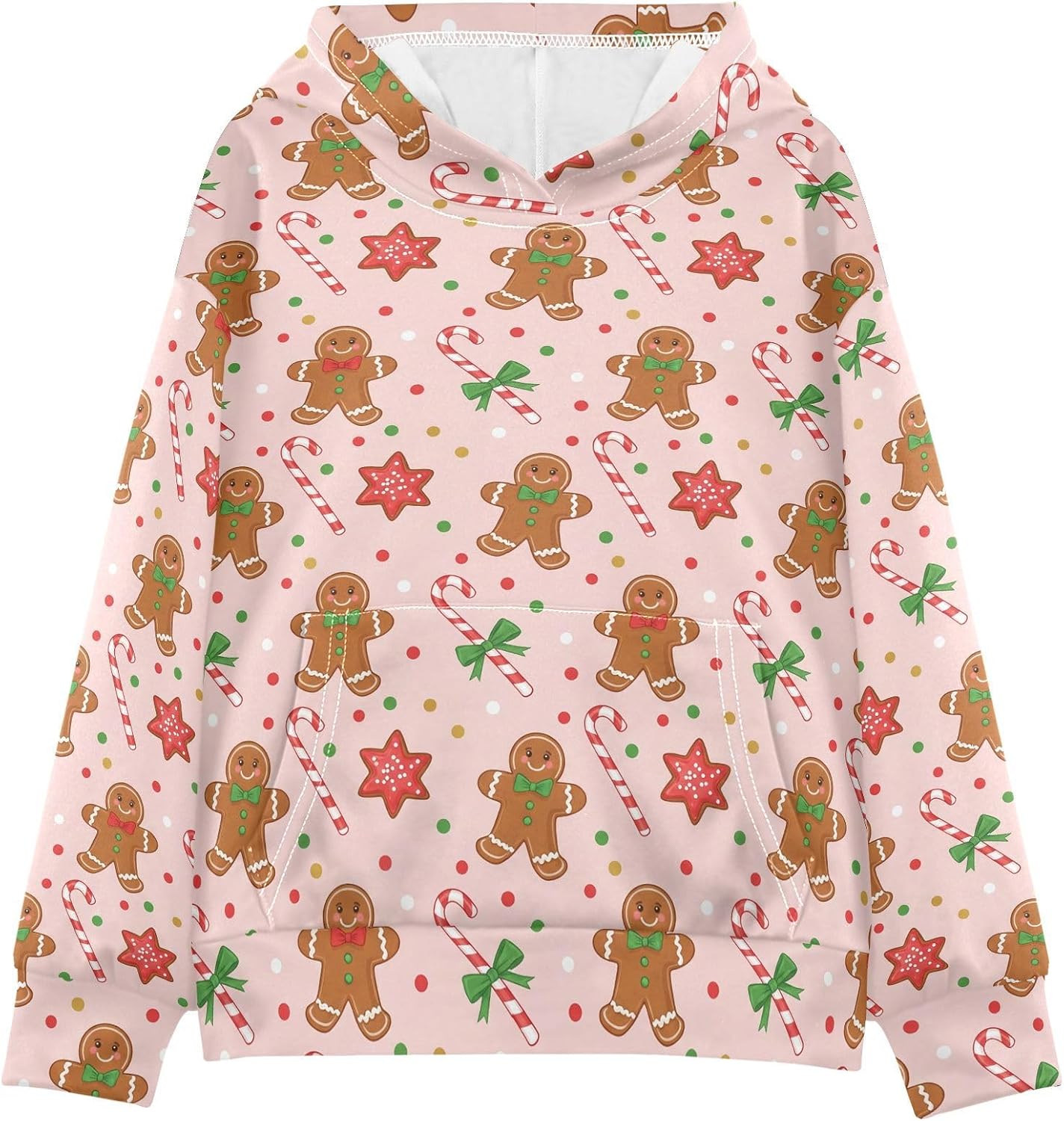Christmas Gingerbread Candy Canes Toddler Girls Pullover Hoodie Sweatshirt 4-14Y A2308803