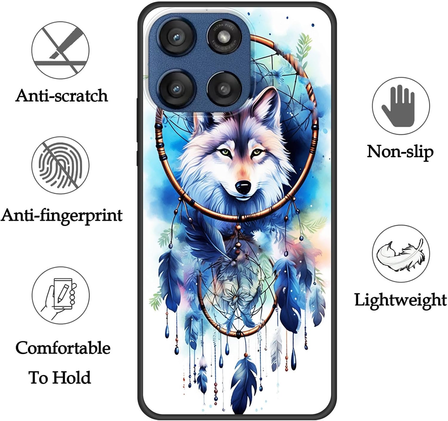 for Moto Edge 2025 Case,Premium Soft Silicone Rubber Full-Body Protective Bumper Case for Motorola Moto Edge 2025,Cool Wolf Dream Catcher image 5