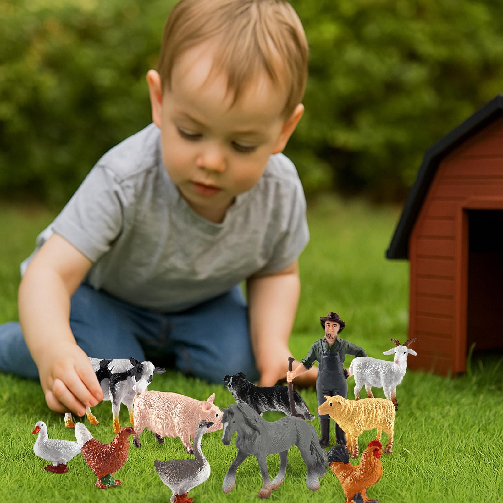zhongko 13Pcs Farm Animal Toys, Mini Plastic Farm Animals Figures - Image 3