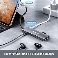 Vista 3 de Hub USB C, adaptador multipuerto HUBFINDER 9 en 1 con entrega de energía de 100 W, salida HDMI 4K, 3 puertos de datos USB 3.0 y USB-C de 5 Gbps