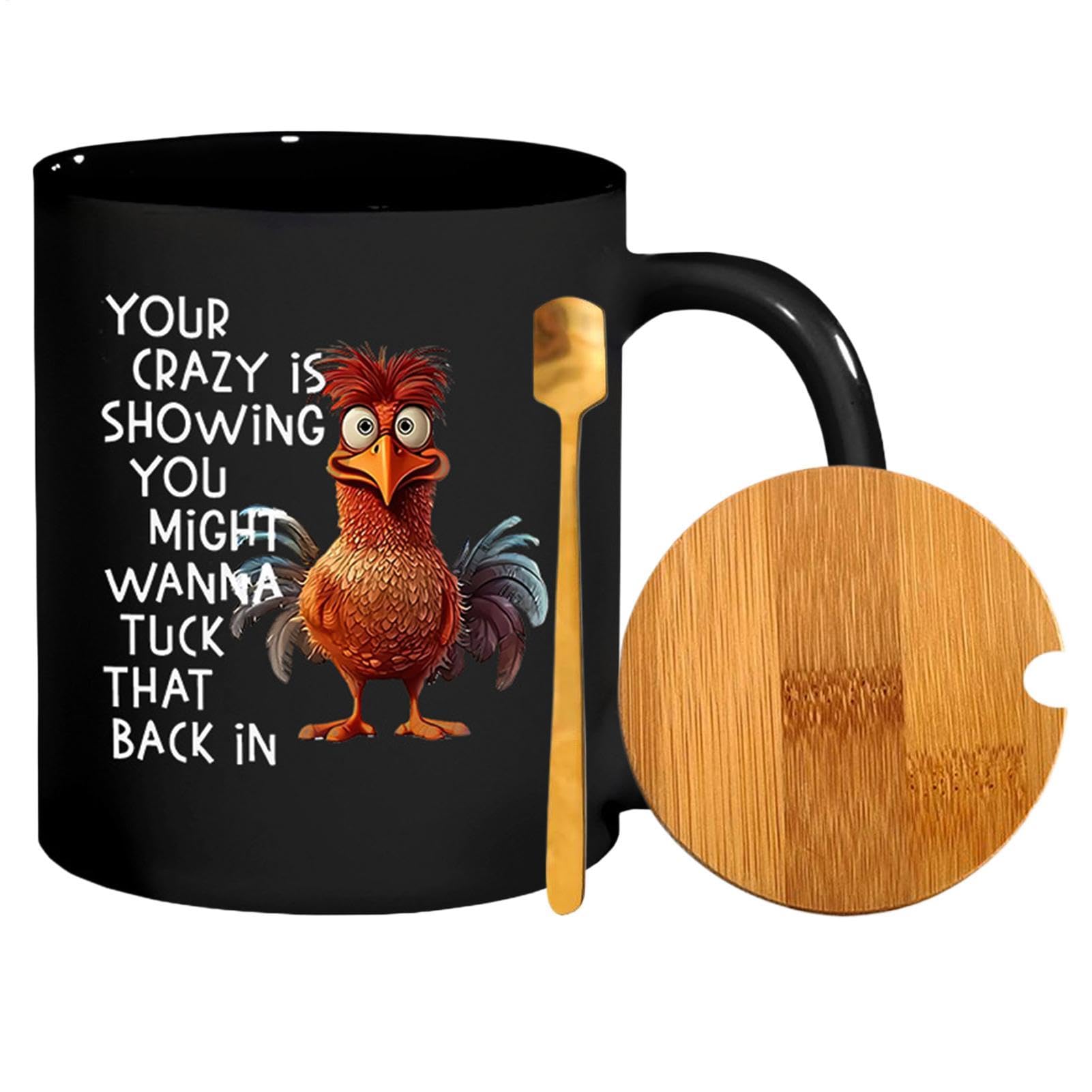 Taza de café de viaje con diseño de gallo de porcelana 3,74x3,23"