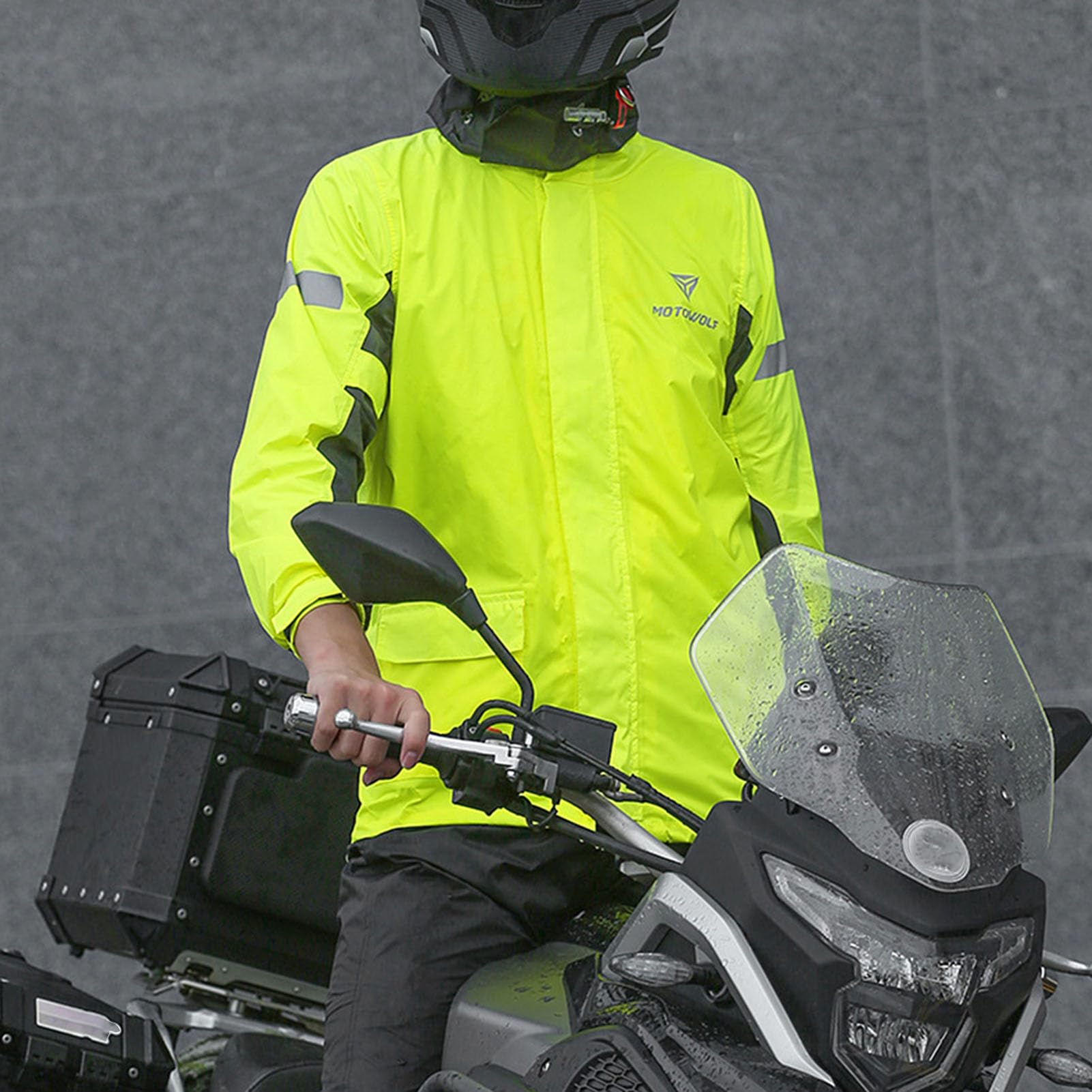 Lixada Herren Motorrad Regenanzug Outdoor Reflektierende wasserdichte Regenjacke und Hose Regenbekleidung für Fahrradfahren Radfahren Camping Wandern