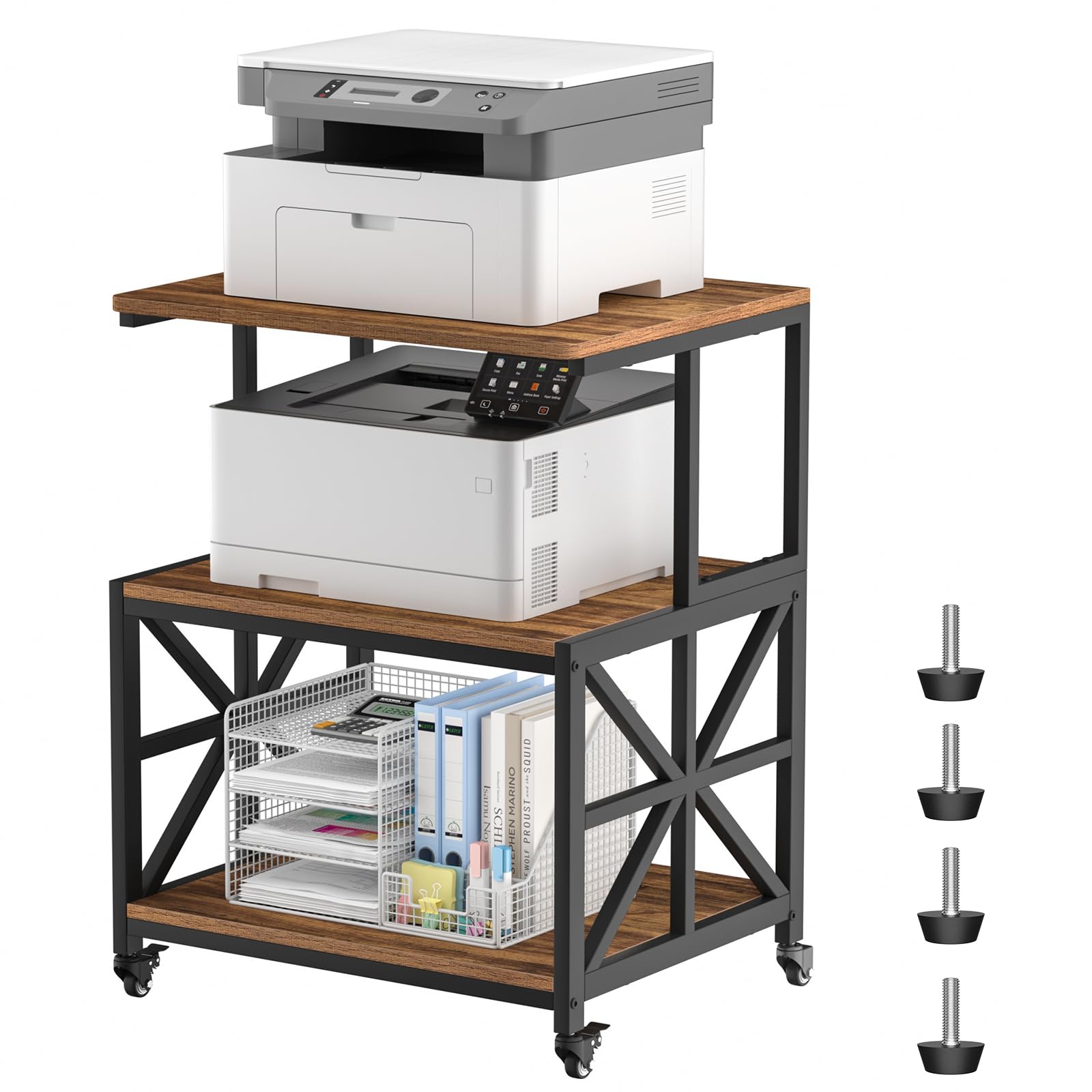 GreenForest Large Printer Stand with Wheels, 23.6"x18.9" Printer Table