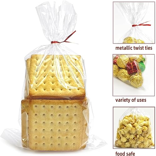 Miniatura 3 de Morepack Bolsas de celofán de 6 x 10 pulgadas, bolsas de celofán transparente con lazos giratorios, 100 unidades