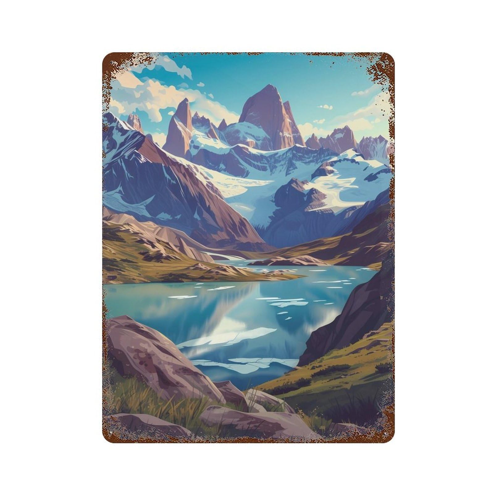 Majestic Patagonia Rusty Metal Tin Sign 15.7"x11.8", Ideal for Farmhouse, Kitchen And Entryway Decor