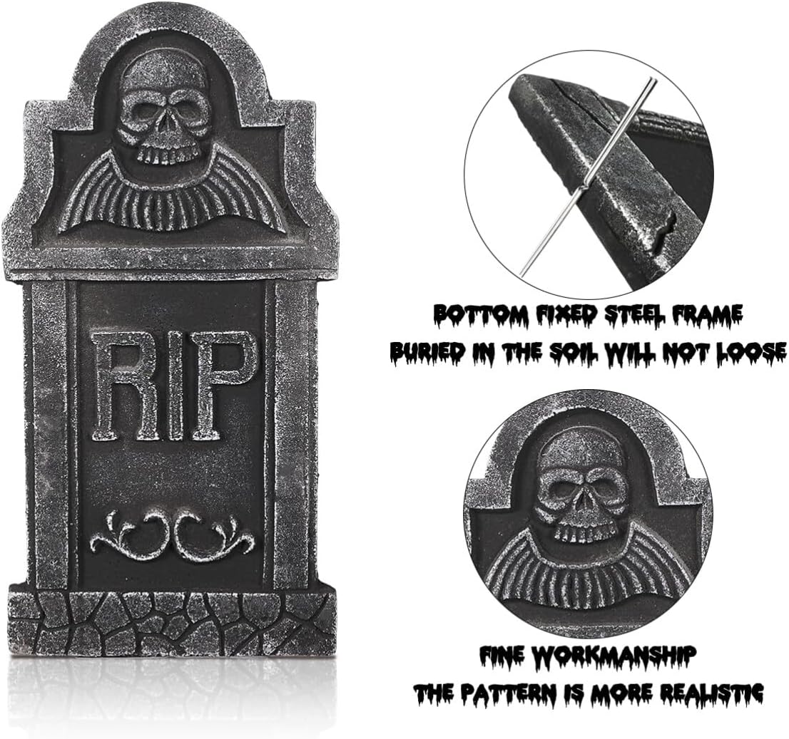 Beavorty Halloween Tombstone Decorations, Graveyard Tombstones, Halloween Foam Graveyard Tombstone for Decoration 5PCS