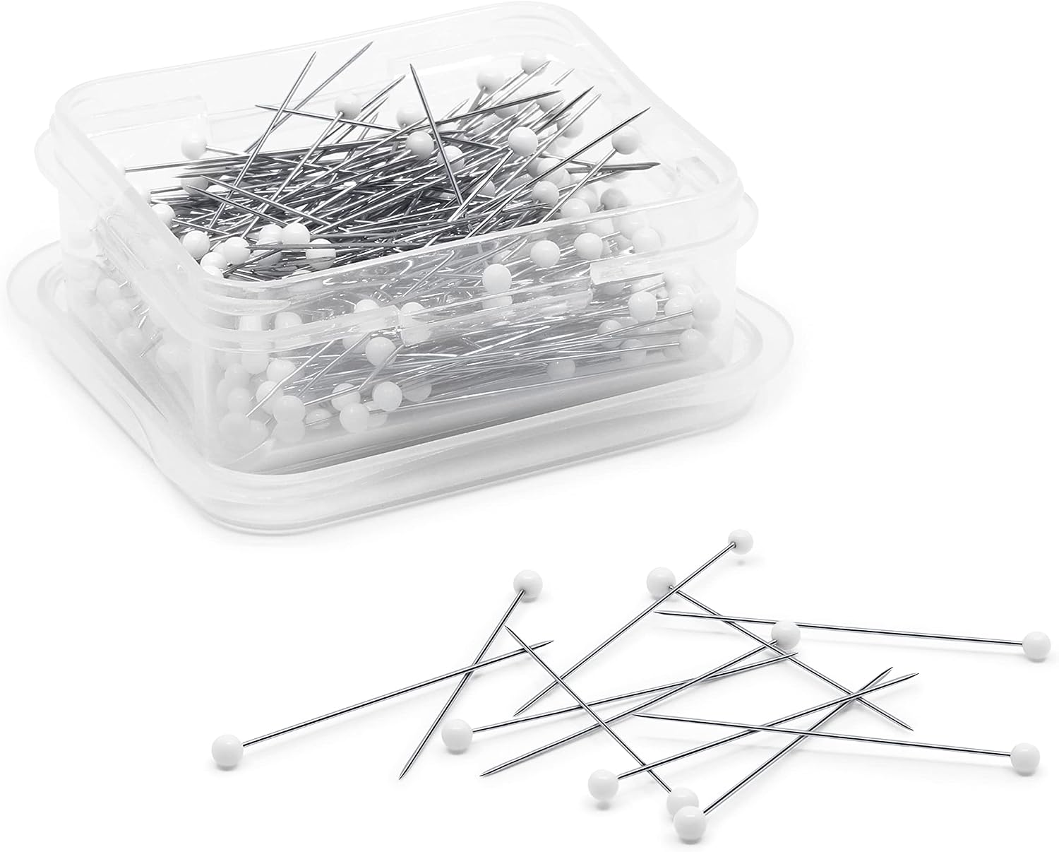 Dritz 61 Glass Head Pins, Extra Fine, 1-3/8-Inch (250-Count) , White