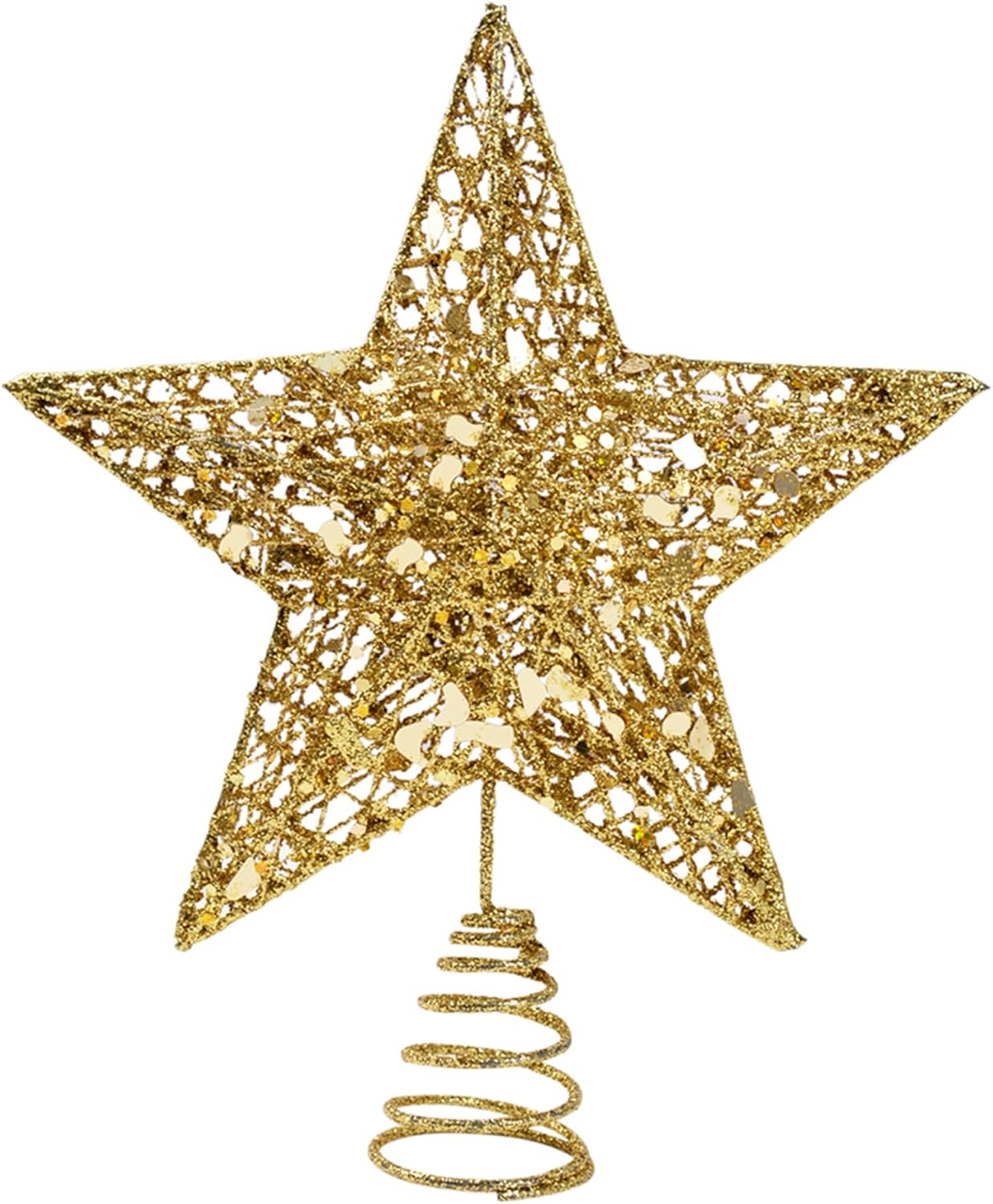 KEYIDO® Christmas Tree Star Topper, Gold Glitter Star Christmas Tree