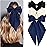 Velscrun Hair Bows for Women Girls 3Pcs White Bow Black Bow Navy Blue Big Hair Bows Clip Silky Satin Large Hair Ribbons Oversized Long Tail HairBows Hair Barrettes Accessories Gifts