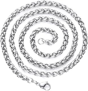 Stainless Necklace,Male Necklace Chain Wheat Lobster Claw Clasp Fashion Necklace For Men Accessories Jewelry Gifts For Boyfriend