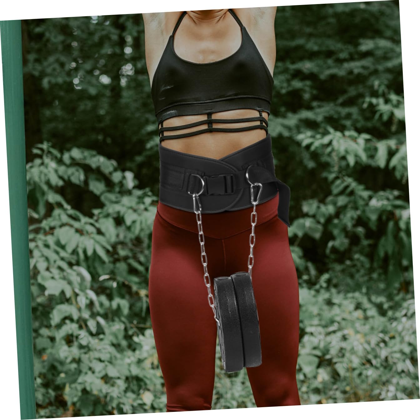 Cintura per Zavorra da Fitness con Catena, Nylon e Ferro | Weight Training, Nera, Design Sagomato Avvolgente, Fibbia Spessa e Catena Lunga
