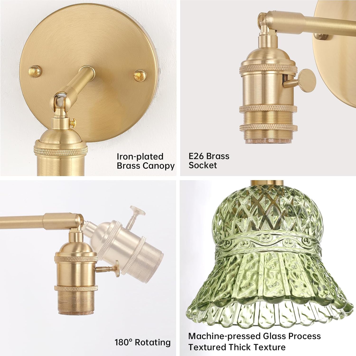 Shenmoyl Vintage Battery Operated Wall Sconces Set of Two, Rechargeable Battery Powered Wall Sconce with Remote Control, Wireless Dimmable LED Light for Bedside Bathroom Living Room (Green Pineapple)