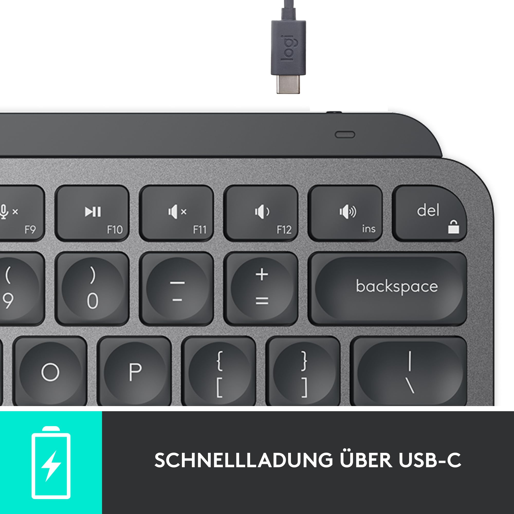 Logitech MX Keys Mini Kabellose Tastatur, Kompakt, Bluetooth, Hintergrundbeleuchtung, USB-C, Kompatibel mit Apple macOS, iOS, Windows, Linux, Android, Metallgehäuse - Dunkelgrau