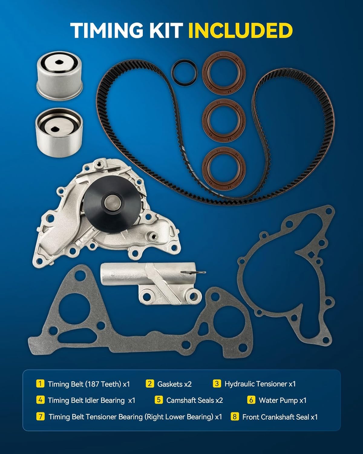 PHILTOP Timing Belt Kit with Water Pump, Compatible with Mitsubishi Montero Sport 1997-2003 and Dodge Stratus 1995-2005, Compatible with(See Discription)