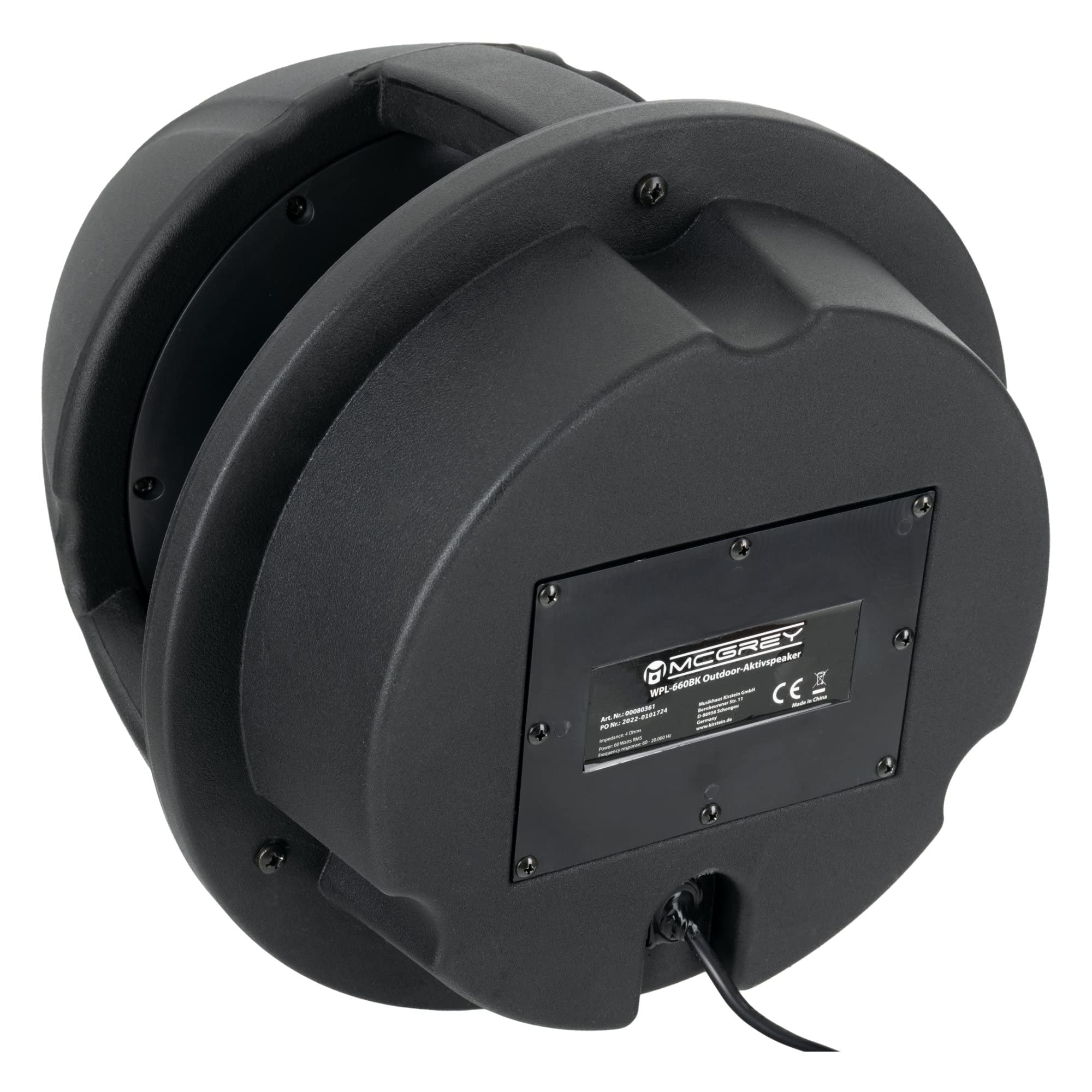 McGrey WPL-660BK BT 360° Outdoor-Lautsprecher - Aktiver 2-Wege Garten-Lautsprecher - Bluetooth®-Reichweite: ca. 10 Meter - 360° Schallverteilung - Wasser- und UV-resistent (IP56) - Schwarz