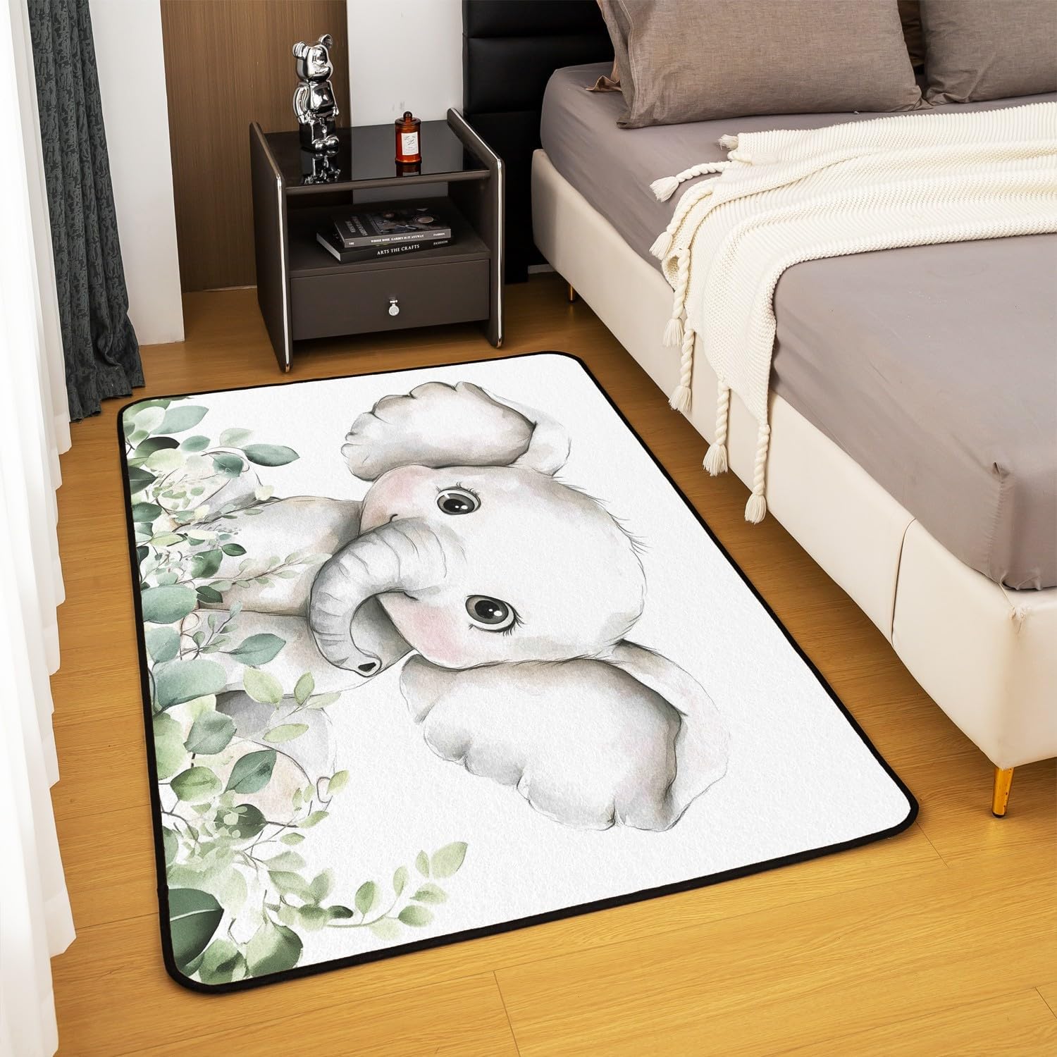 jejeloiu Cute Elephant Area Rug 3x5 Kids Cartoon Animal Living Room Rugs for Bedroom for Boys Girls Teens Safari Nursery Decorative Carpet Rug Non-Slip Indoor Floor Mat Accent Rug