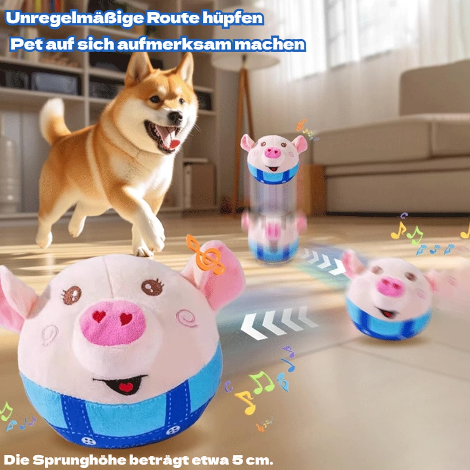 Zauber-Schweinchen - Interaktives Hundespielzeug, 2026 Neu Hundeball Sprechendes, Hundespielzeug Intelligenz, Aktives Bewegendes Haustier Plüschspielzeug, springt und spielt Musik (#B,2PCS-2)