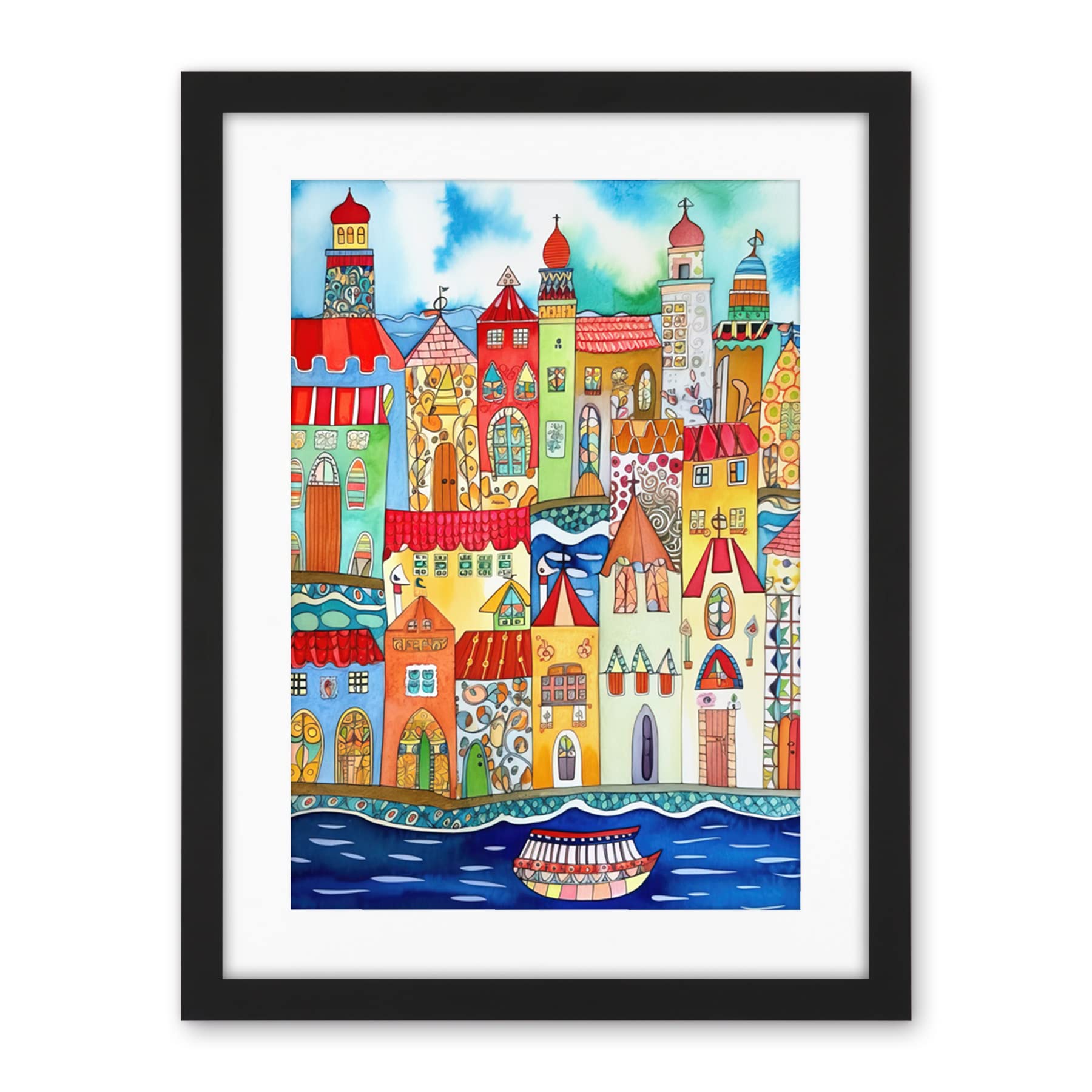 Artery8 Tangier Morocco Folk Art Artwork Framed Wall Art Print 18X24 Inch