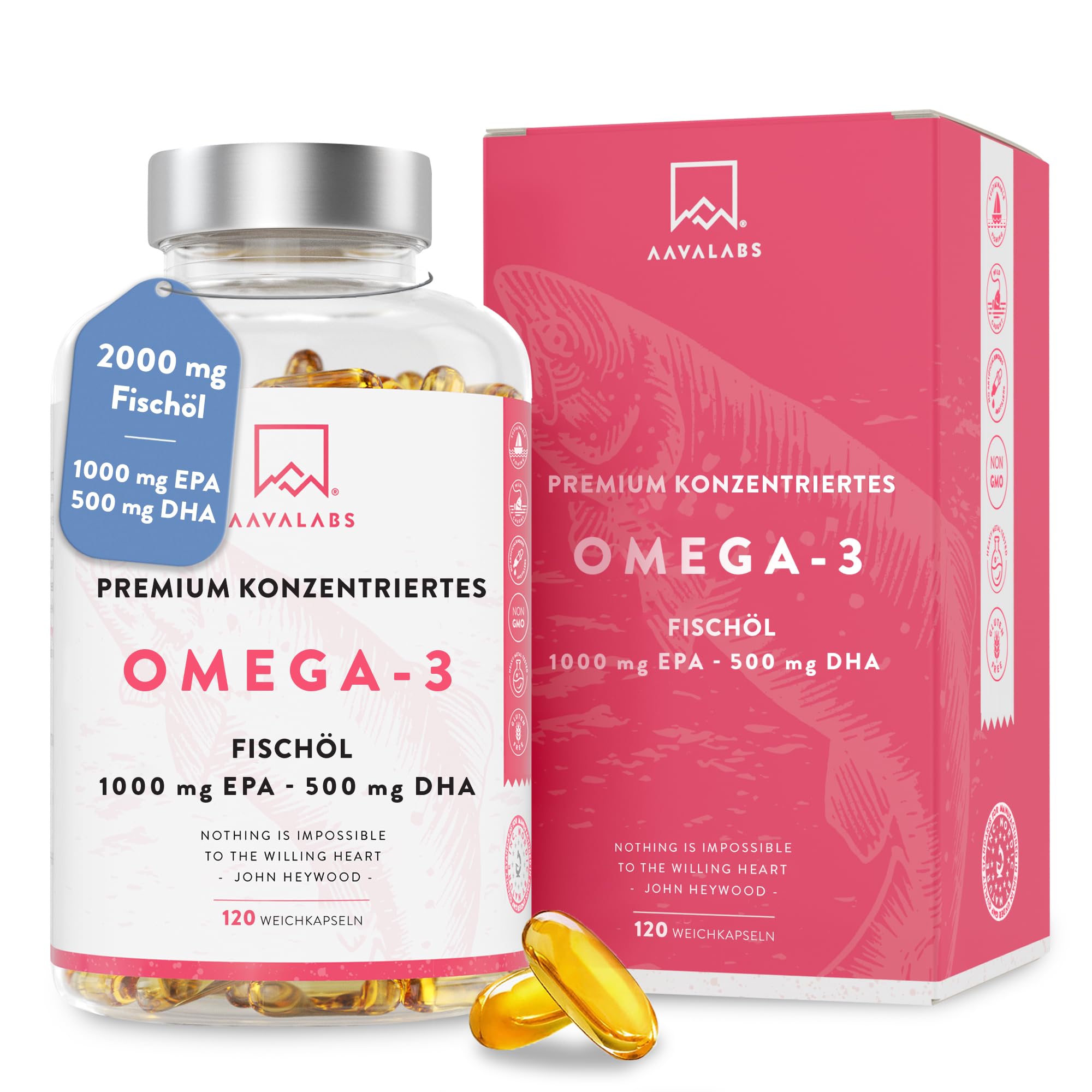 AAVALABS Omega‑3 2000 mg (120 Kapseln)