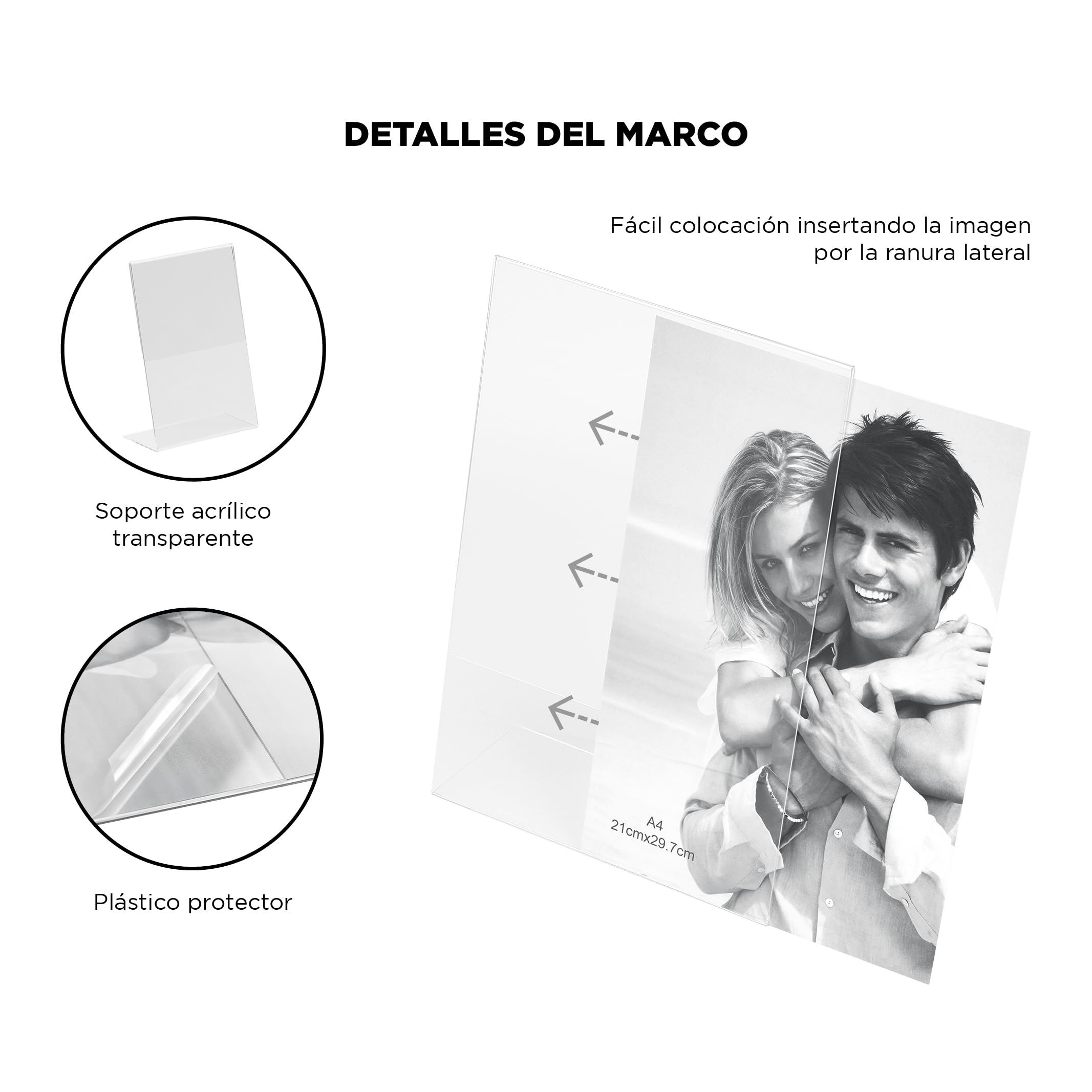 Set de 12 Soportes Acrilico de Sobremesa - Soporte para Letreros, Porta Menus, Porta Poster y Expositor de Carteles de Metacrilato - Transparente Vertical para Oficina (10X15 cm - x12)