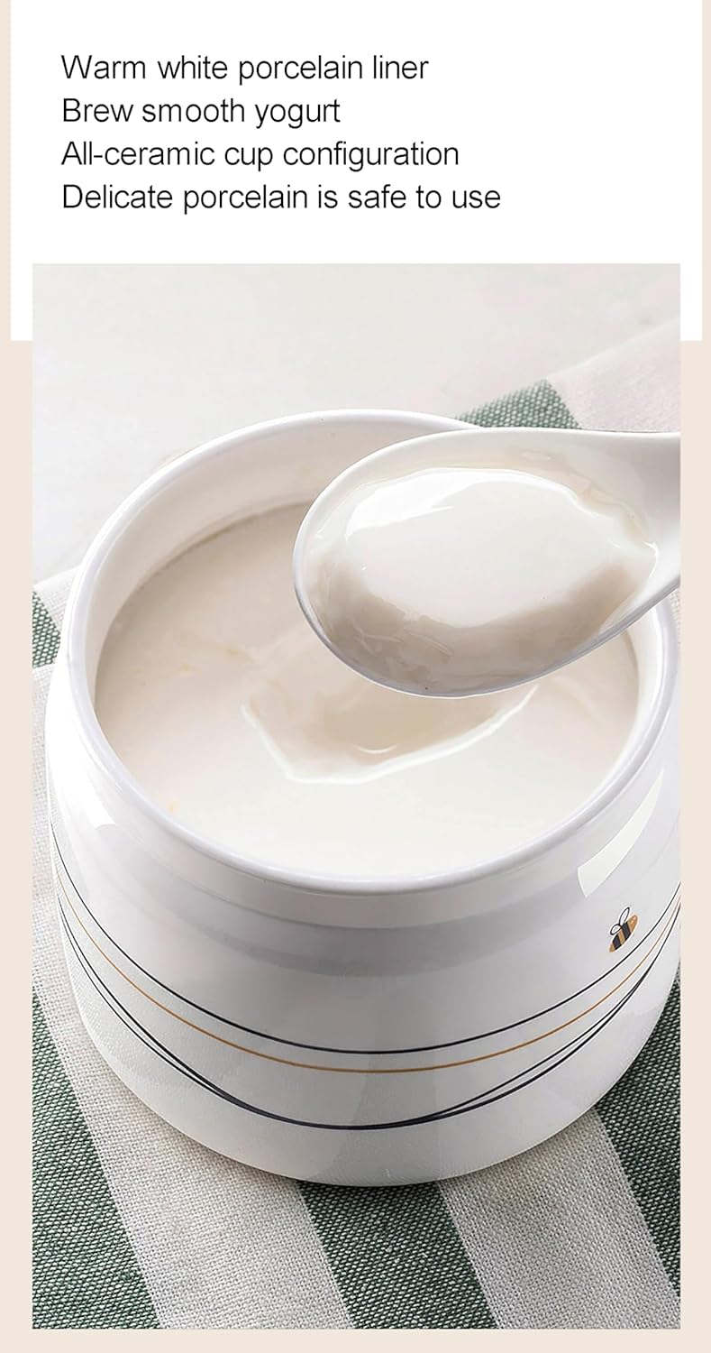 Probiotic Yogurt Maker, Constant Temperature Control, Free Timing, 2 Large Cups and 6 Small Cups, Improves Intestinal, for Yogurt, Rice Wine, Natto, Kimchi