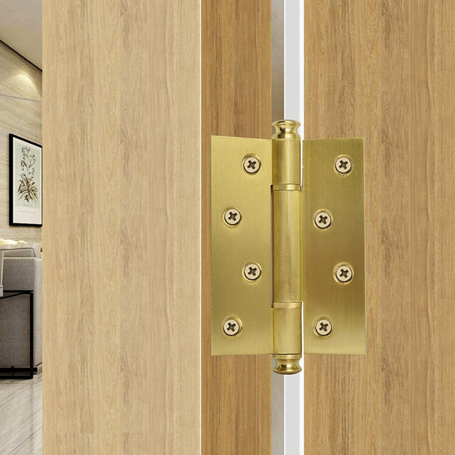 Hinge, Door Hinges Light Luxury Hinge Brass Copper Casement Loose Leaf Door Hinge Thickened Silent Hinge Household Bold Bearing Hinge Door Closer (Color : Gris)