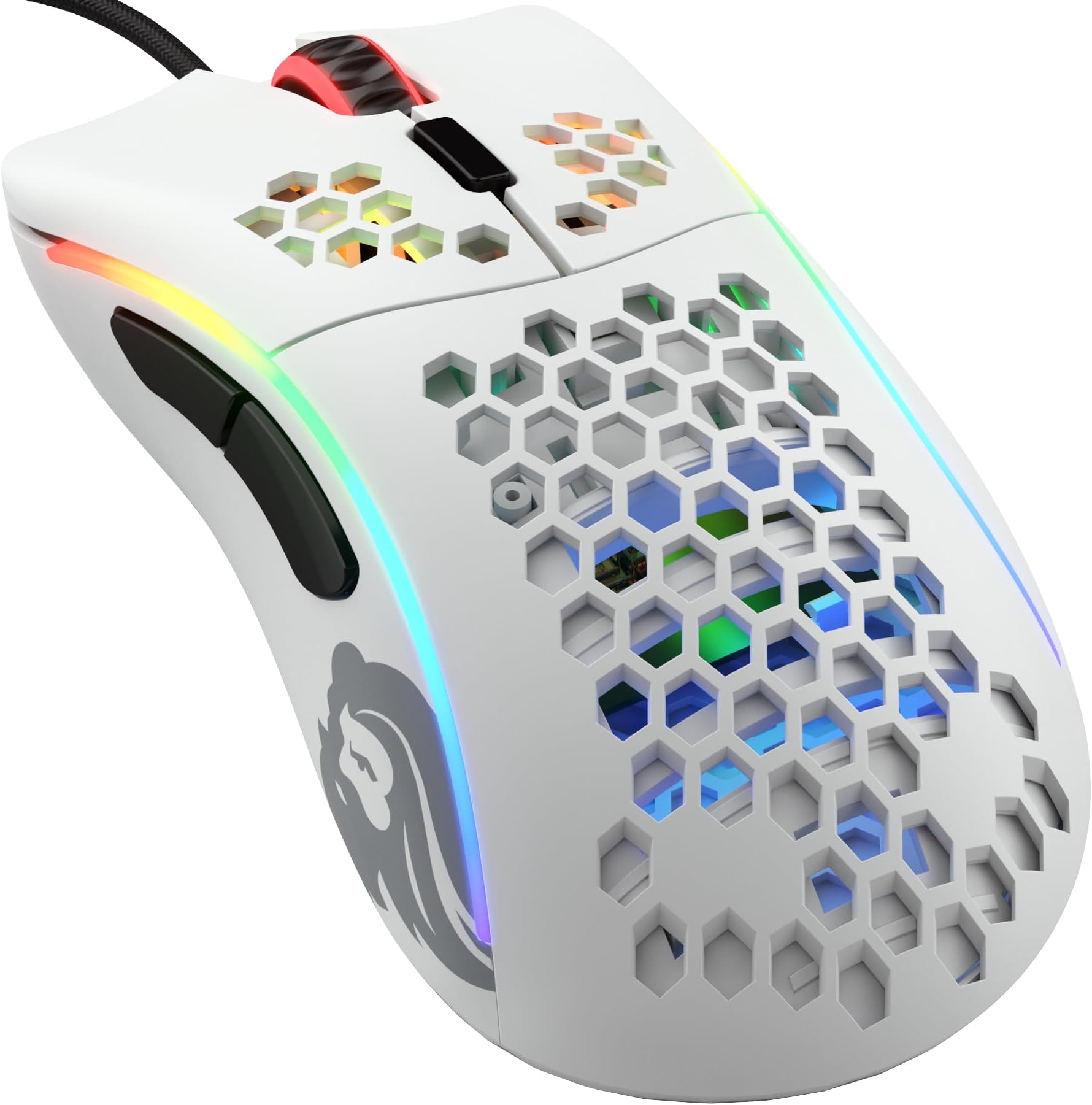 GLORIOUS Gaming Model D- (Small) Wired Gaming Mouse - 61g Superlight Honeycomb Design, RGB, Ergonomic, Pixart 3360 Sensor, Omron Switches, PTFE Feet, 6 Buttons - Matte White