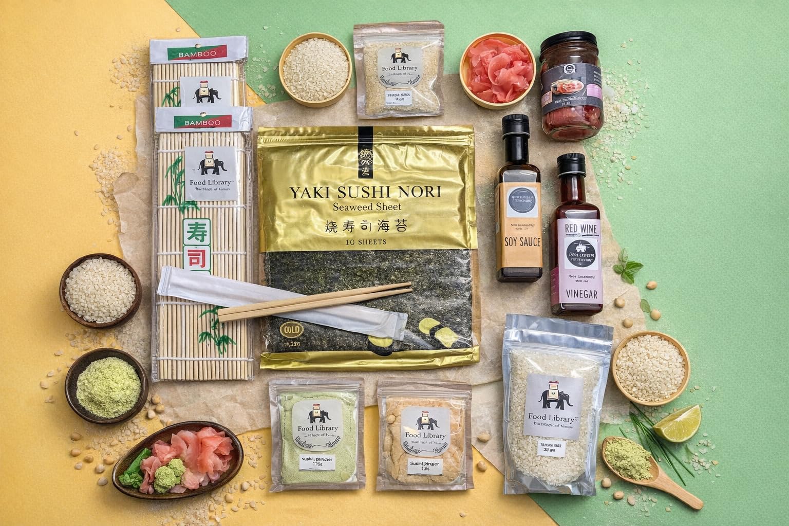 Food Library The Magic Of Nature Authentic Japanese Sushi Making Kit|Complete Sushi Kit with Premium Ingredients & Tools|Includes Rice, Nori Sheets, Wasabi, Soy Sauce, Chopsticks & Bamboo Rolling Mat-image-48