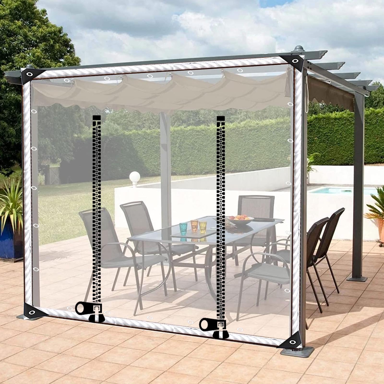 Panneaux latéraux en bâche transparente pour fermer votre pergola en hiver