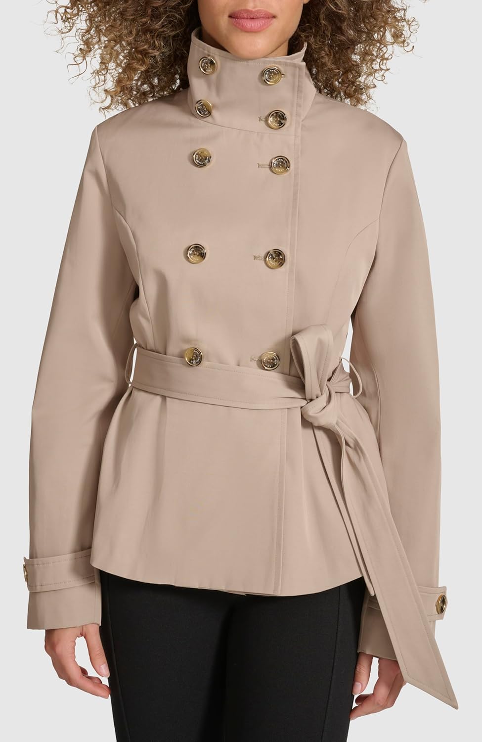 KARL LAGERFELD Women's Short Peplum Trench Coat - Image 7