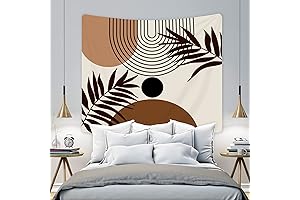 KOMLLEX Geometric Boho Leaves Cream Tapestry