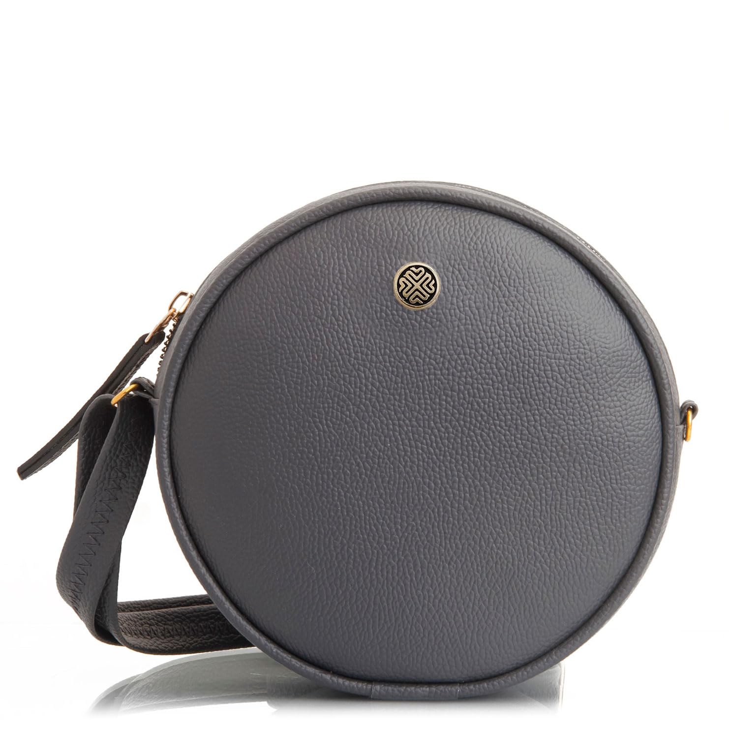 SACCI MUCCI Classic Chic Round Crossbody Purse, Top Zip Closure, Adjustable Shoulder Strap, Interior Pocket, Textured PU Leather (Peppercorn) (B0D47GK3Q6) Amazon Price History, Amazon Price Tracker