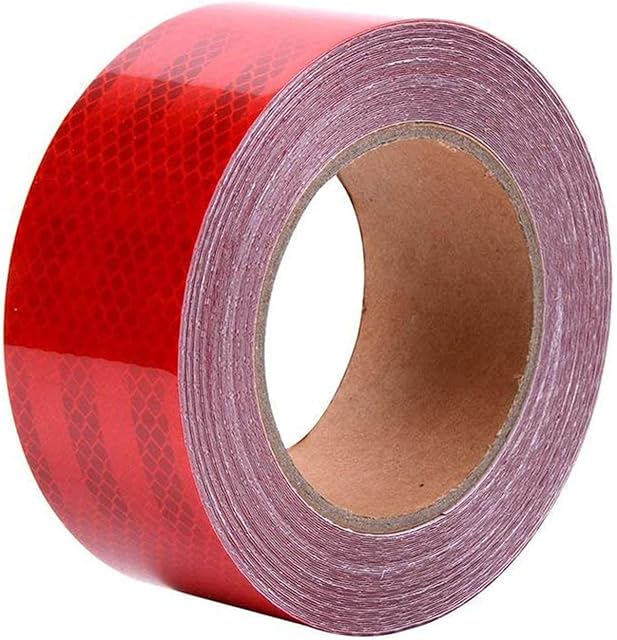 ONTWIE Waterproof Reflective Tape High Visibility Industrial Marking Hazard Heavy Duty Caution Warning Safety Self Adhesive Tape Outdoor - Red 32ft