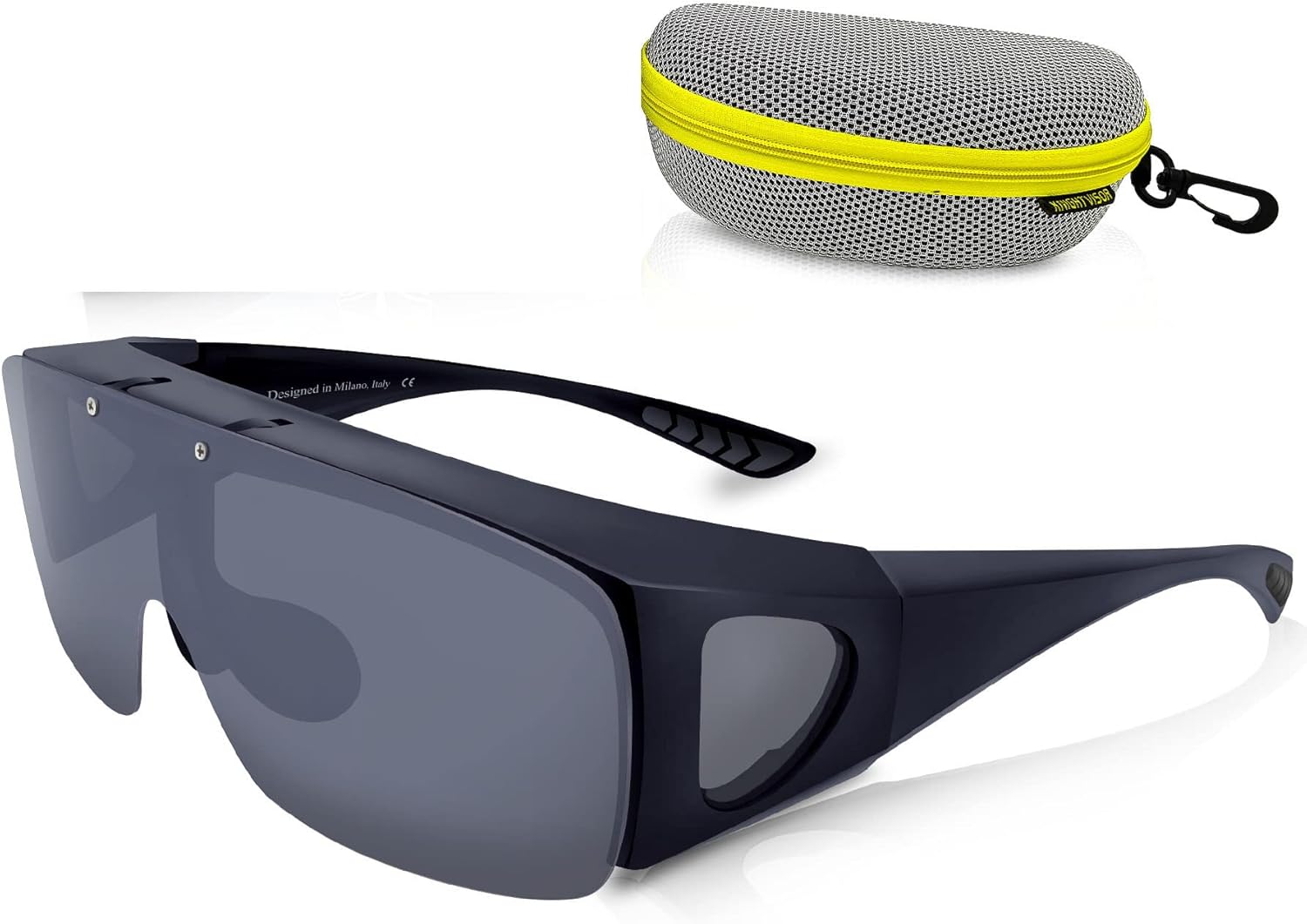 BLUPOND KNIGHT VISOR Wrap Around Oversized Sunglasses - Fit Over Safety Glasses with Flip Up