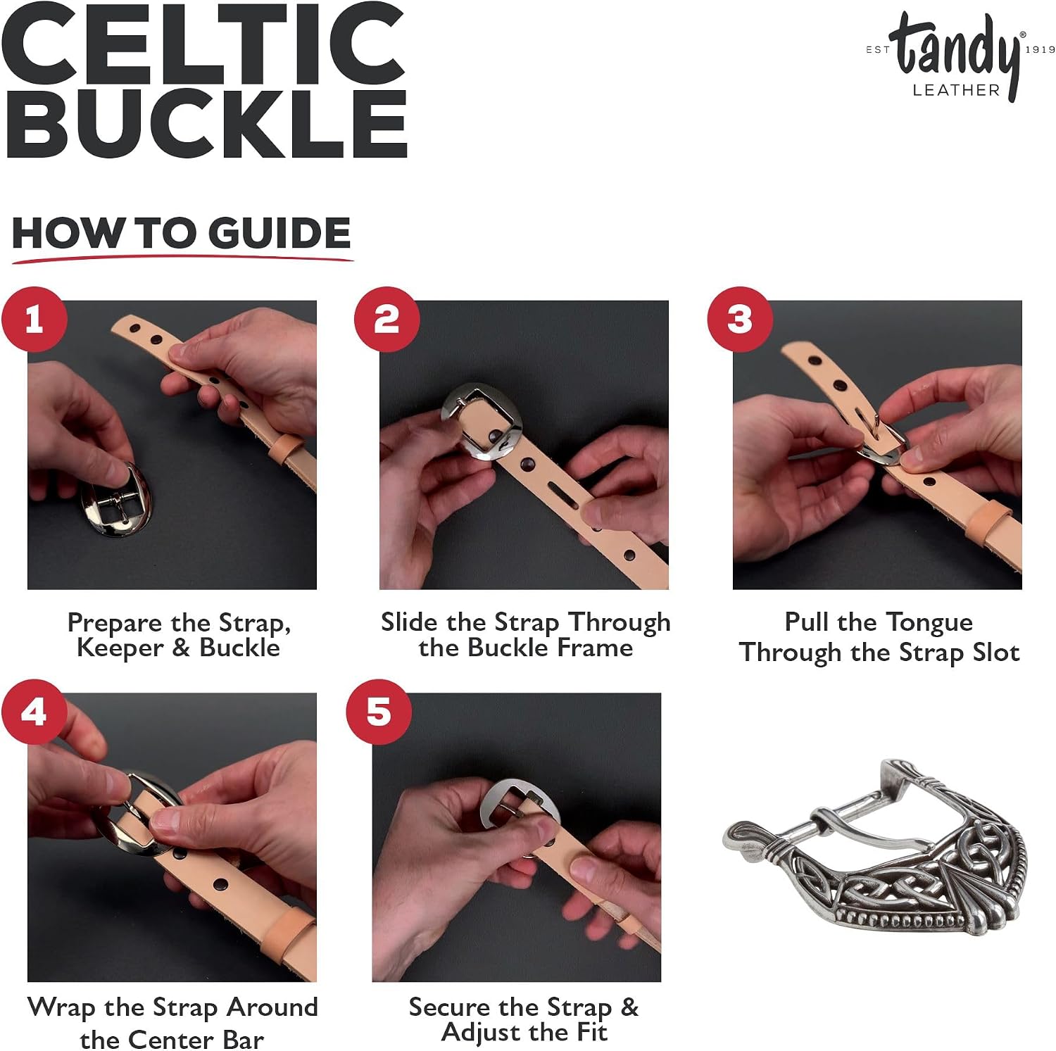 Tandy Leather Celtic Belt Buckle for Custom Leather Belts - Decorative Metal Hardware for DIY Leathercraft Projects