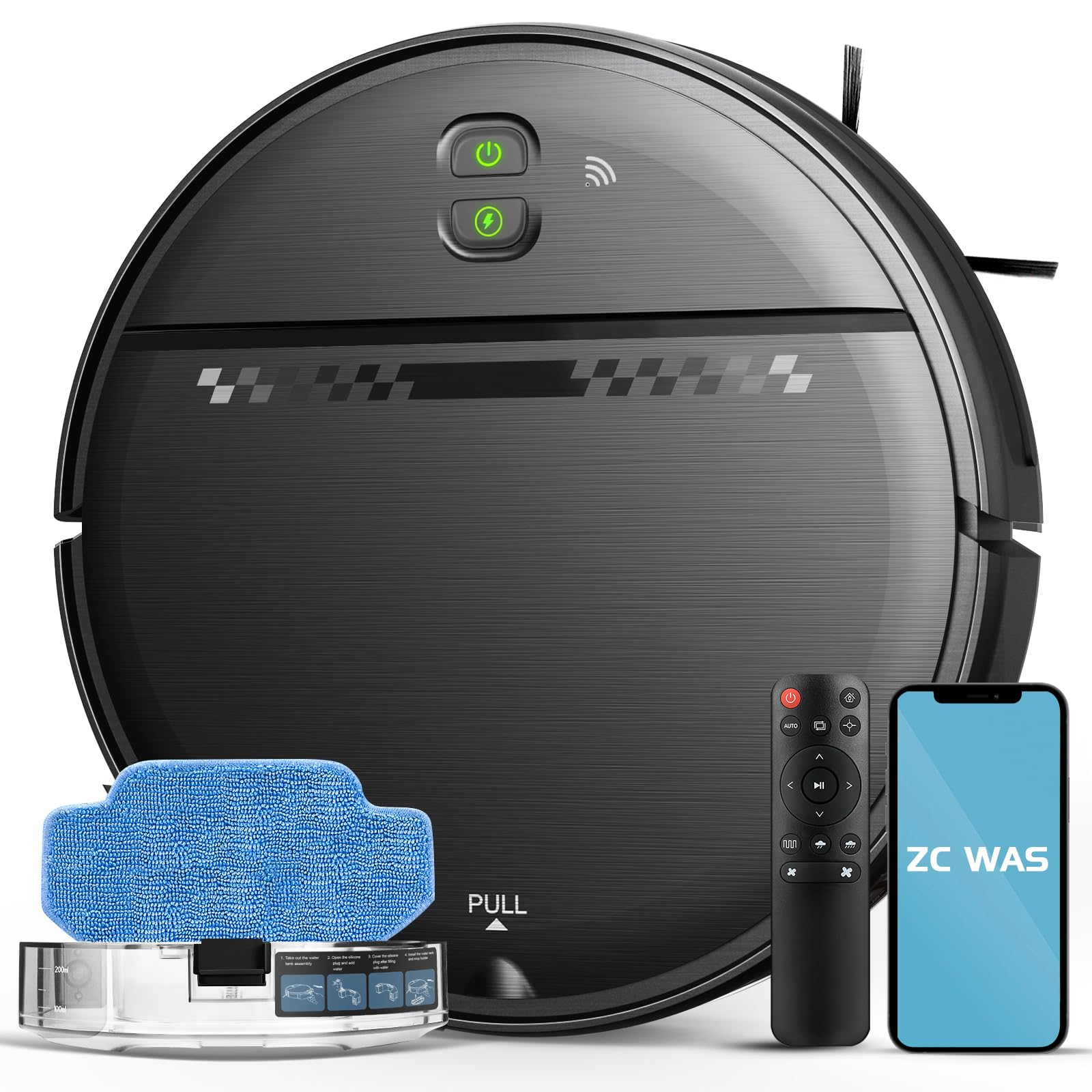 Photo 1 of ZC WAS Robot Vacuum and Mop for Pet Hair, 2-in-1 Robot Vacuum Cleaner for Hard Floors&Carpets with 2.87'' Slim Design, Wi-Fi/App/Voice Control, 3D Obstacle Avoidance & Self-Charging