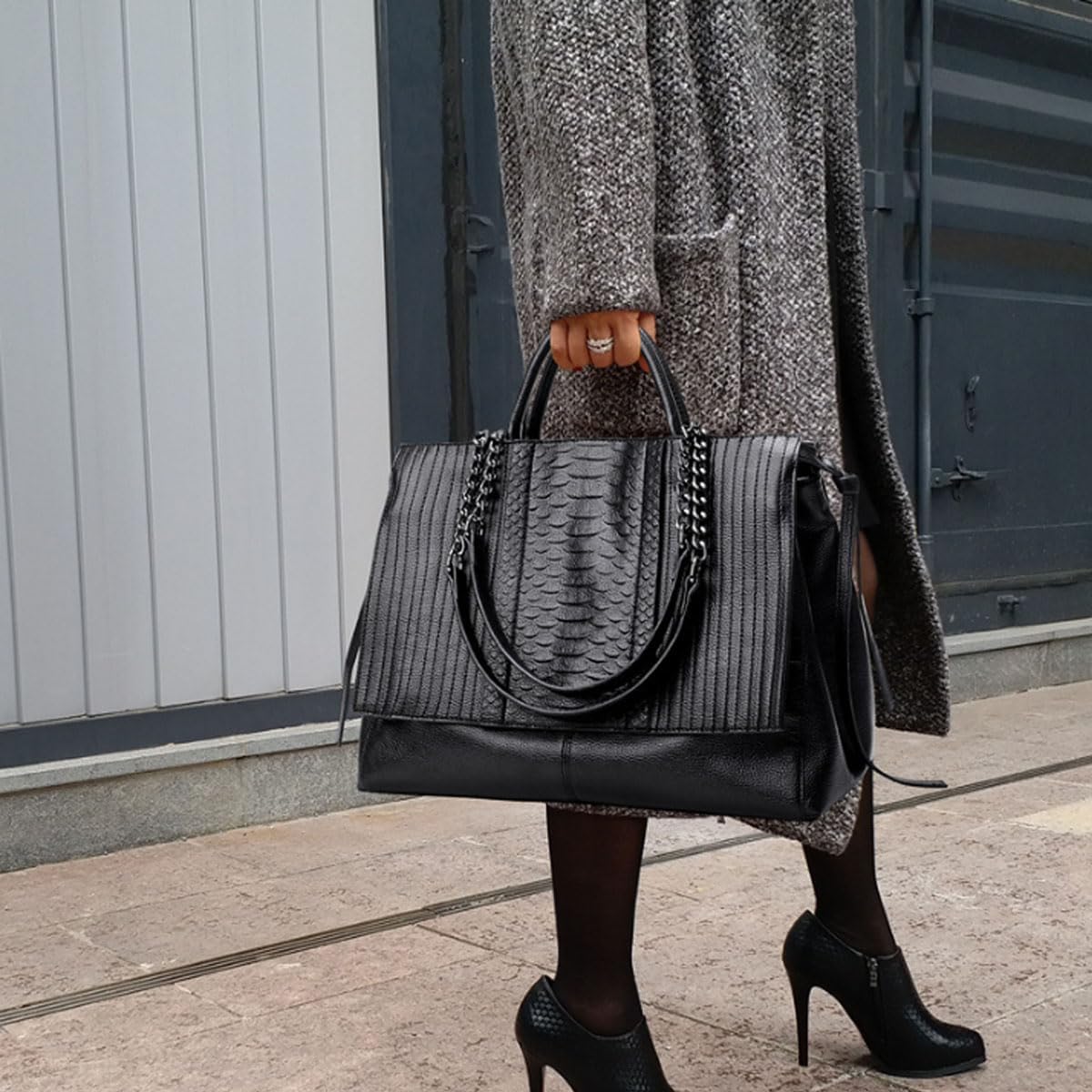 Purses and Handbags for Women Leather Large Crossbody Bags Multiple Pockets Tote Shoulder Bag Work Satchel Black - Image 3