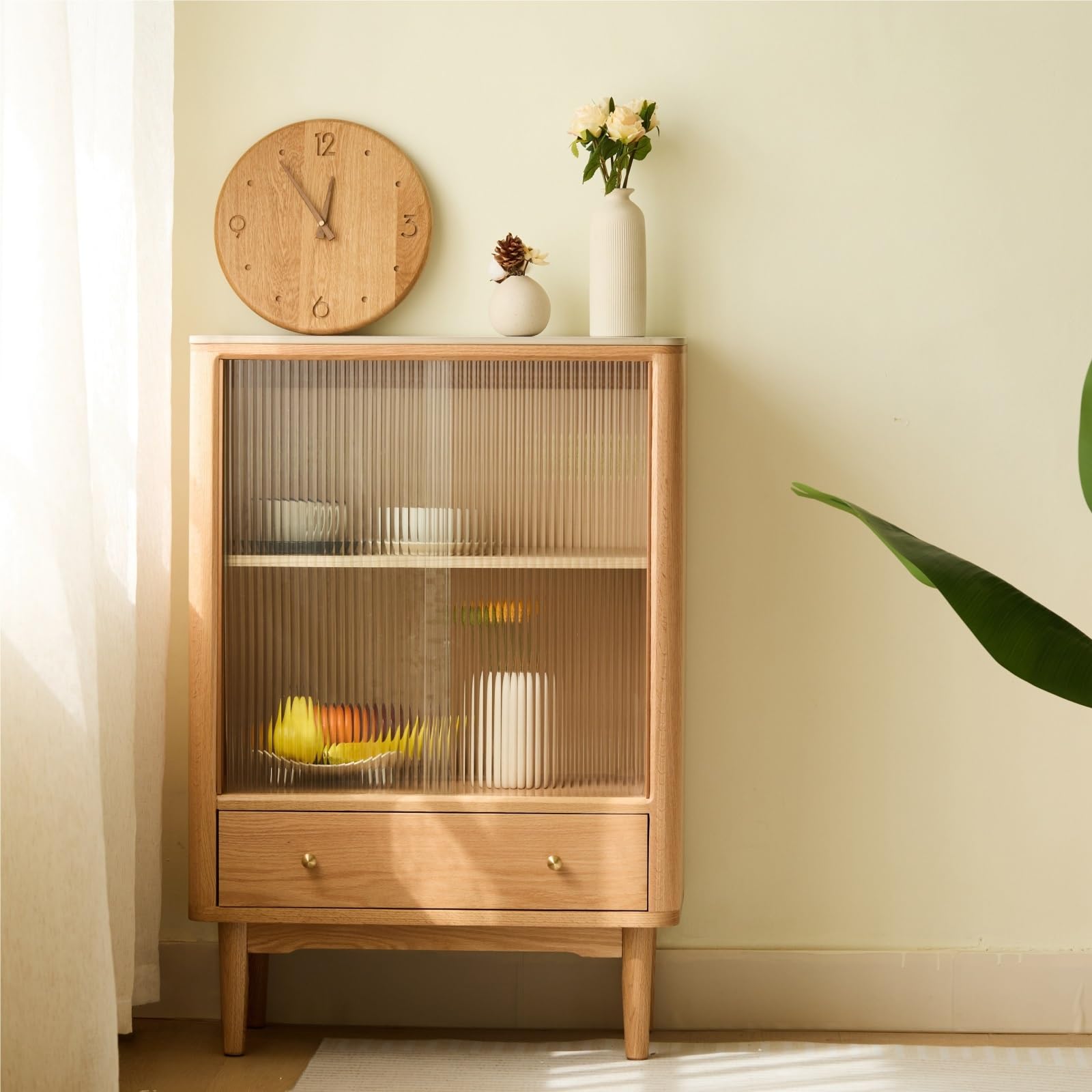 Cucina Orologio da parete in legno massello nordico con movimento al quarzo silenzioso, alimentato a batteria Decorazioni per interni