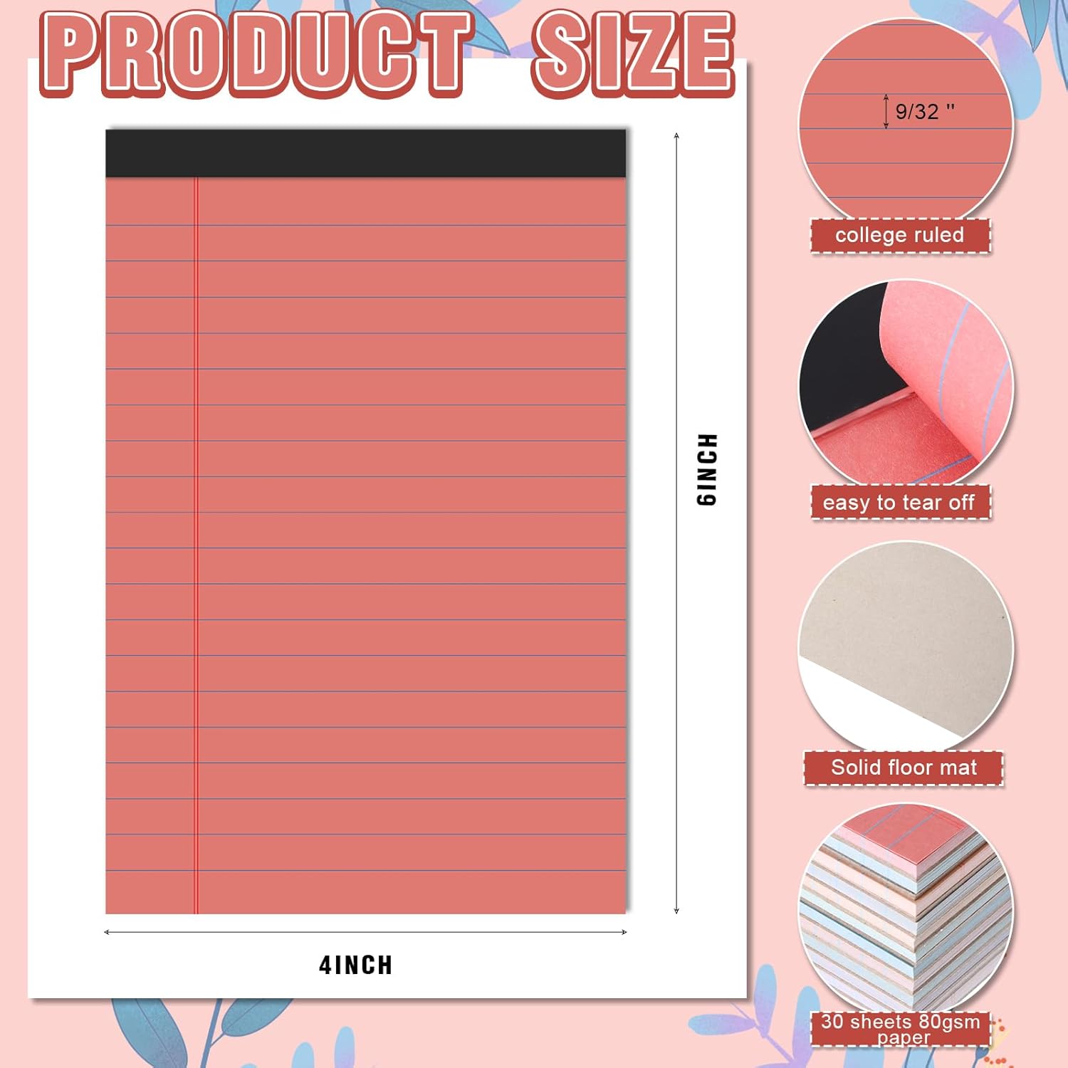 Lincia 24 Pcs 4" x 6" Legal Pad Writing Notepads Small Legal Pad College Ruled 30 Sheets Multiple Color Lined Note for Work 80 Gsm Paper for Grocery List Shopping List(Vintage Color)